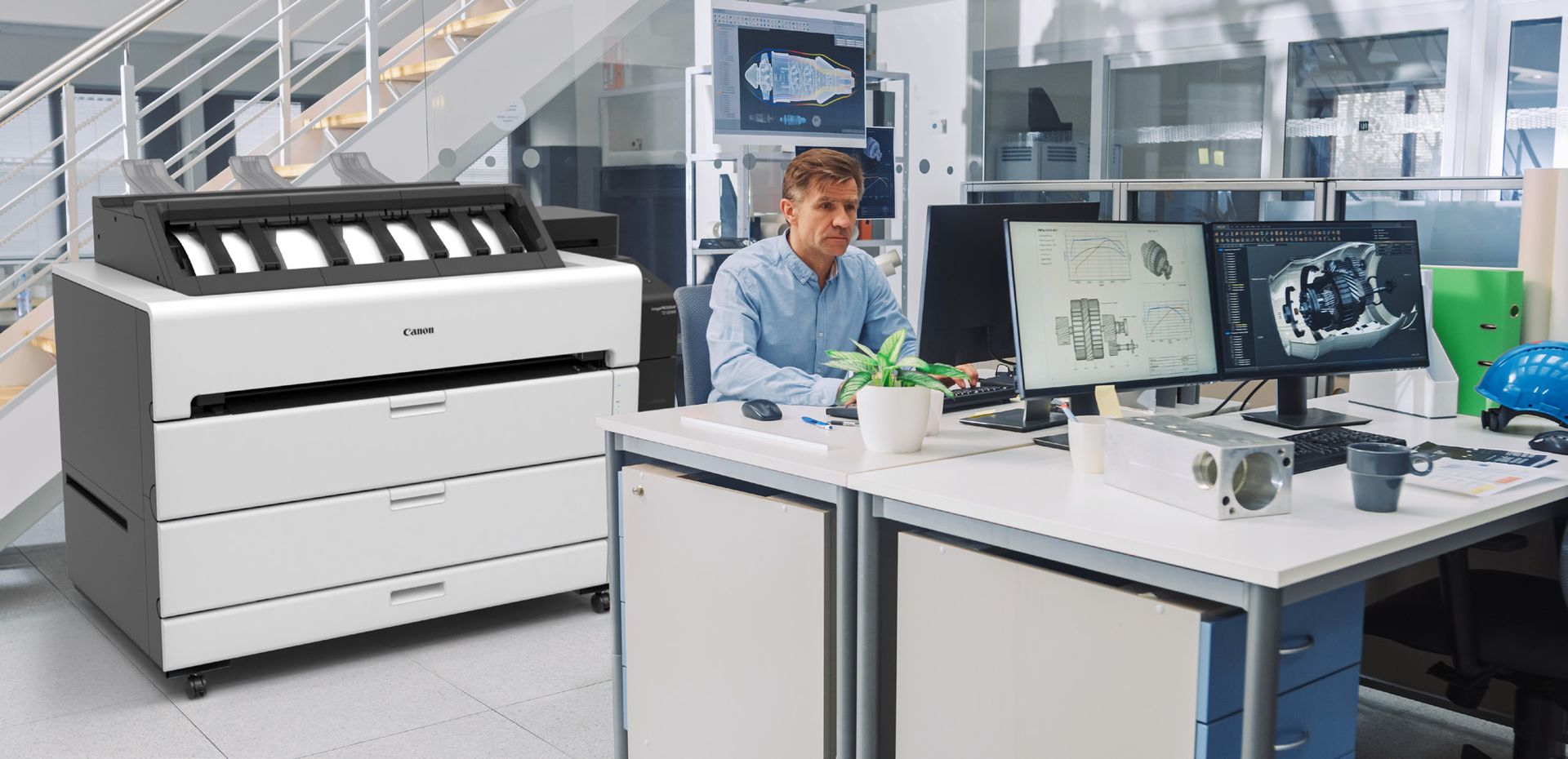 Canon imagePROGRAF TZ in an AEC office with CAD workstations